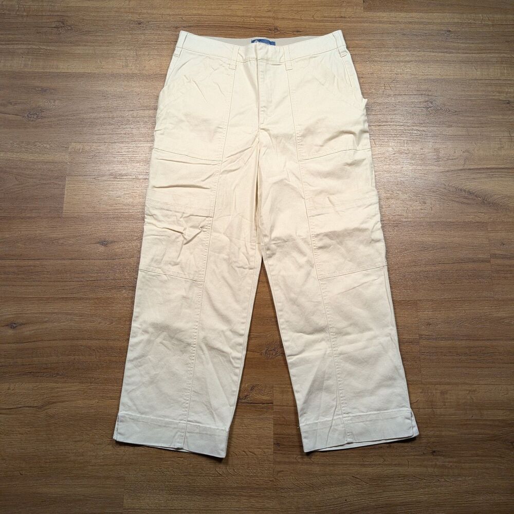 Democracy Ab Technology Jeans Womens 12 White Cargo Baggy Wide Leg Utility